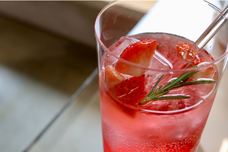 Strawberry Syrup mixed with lemonade for a delicious summery treat